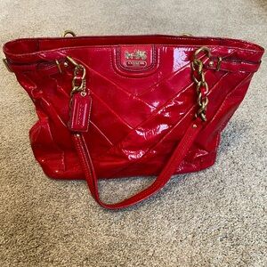 Coach Glossy Red Quilted Tote